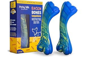 Perky Tails – Almost Indestructible Dog Toys for Large Dogs – Heavy Duty Plastic Dog Toys for Aggressive Chewers, Safer Than Rubber – Delicious Bacon Flavour