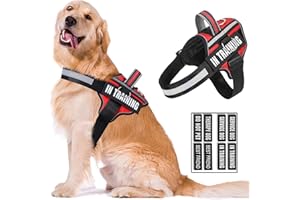 WENDISI Reflective Dog Harness, Anti-Slip No Pull Dog Vest Harness with 8Pcs Dog Patches, Adjustable In Training Service Pet Harness for All Breeds, 3 Ring No-Choke Pet Oxford Vest for Small Medium Large Dogs