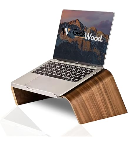 Soporte Portátil Ergonómico, Madera Y Aluminio, Altura Ajustable 4.6-31 Cm | Para Portátiles 10-16", Plegable, Con Almacenamiento