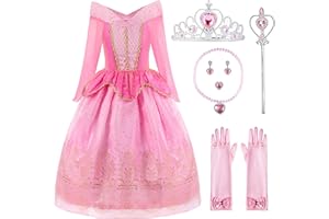 ReliBeauty Fille Robe de Princesse pour Enfant Déguisement Costume de Conte de Fée Tenue Cosplay Noël, avec Accessoires
