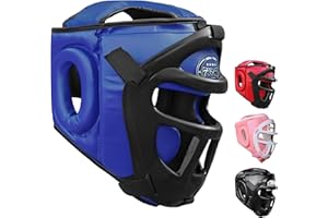 FARABI SPORTS Casque Boxe 2-en-1 Réglable avec Grille Faciale Amovible Casque Art Martiaux pour Protection Complète — Idéal pour MMA, Muay Thai, Kickboxing, Sparring | Homme & Femme