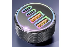 ARCCRA 90W 4-Port Auto Ladegerät, Zigarettenanzünder USB C 12V Adapter 45W+45W PD&QC Kfz Autoladegerät USBC Car Charger Schnellladegerät für iPhone 16 16e 15 14, iPad, Samsung S25 S24 S23, Google Pixel 9 8 7