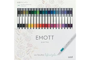 Uni-ball Emott Uni Mitsubishi Pencil — Estuche de 40 rotuladores Emott — Para escribir, dibujar, dibujar en estilo. - Punta fina de 0,4 mm - colores