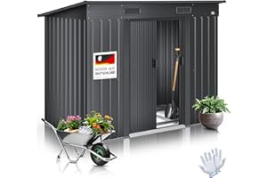 KESSER® - Domek na narzędzia L metalowy 3,4 m³ z fundamentem | 196 x 122 x 180 cm | 2 x drzwi przesuwne i fundament | szopa na narzędzia | szopa ogrodowa z domkiem ogrodowym | jednospadowy dach