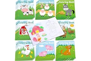 Faccito 24 Pcs Bulks Coloring Books for Kids, Animal Mini Coloring Books DIY Art Drawing Set Mini Activity Pages for Farmhouse Animals Party Favors Toddlers 1-3(Farmhouse)