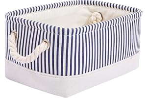Mangata Boîte de rangement en tissu, 1 paquet (rayures bleues, petit)