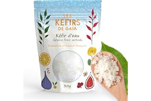 LES KÉFIRS DE GAÏA® - Kéfir d’eau - Grains de Kéfir de Fruit Frais Activés - 30g - Produit en France - Kéfir non congelé - Guide d’utilisation et Recettes - Démarrez votre culture maintenant !