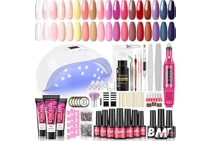 COSCELIA Uñas Semipermanentes Kit Completo,15 Colores Esmaltes Semipermanentes para Uñas,3 ColoresGel De Extensión De Uñas,con 36W U V/LED Lámpara,Kit De Manicura Y Pedicura