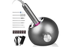 Torno para Uñas Profesional 35000 RPM, AZ GOGO Torno para Uñas de Gel y Acrílico, Lima Eléctrica para Uñas con 7 Brocas, Velocidad Ajustable, Set de Manicura y Pedicura Eléctrico para Salón DIY