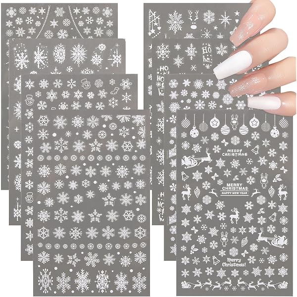 COLOFALLA Weihnachts-Nagelsticker – 11 Bögen Mit Schneeflocken & Rentieren, Selbstklebend Für DIY Nail Art, 10x8 Cm
