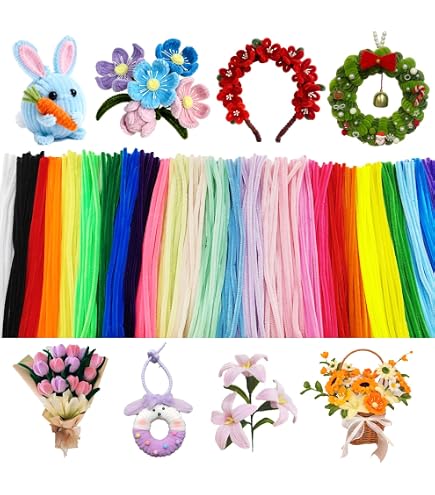 folia 772109 - Filo di ciniglia, 10 pezzi assortiti in 10 colori, extra soffice, diametro 20 mm e 50 cm di lunghezza, ideale per creare animali, figure e altre forme