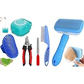 Style Keepers 5-in-1 Pet Grooming Kit for Dogs & Cats – Includes Self Cleaning Brush, Cat Comb, Silicone Bath Scrubber, Flea Comb & Nail Clipper | Gro