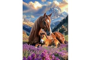 KEYIFA Cheval Peinture par Numéros pour Adulte, Kits de Peinture au Numéro avec Acrylique et Pinceaux, DIY Animaux Creatif Toile Paint by Numbers, Décoration de Maison 30x40cm