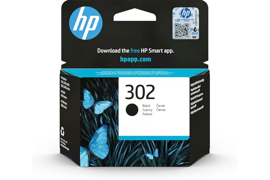 HP F6U66AE 302 Original Ink Cartridge, Black, Single Pack