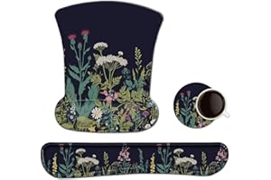 Newplenty Tapis de Souris Ergonomique Repose Poignet Gel,Repose-Poignet Clavier Mousse à Mémoire,sous - verres,Ensemble de protège - poignets 3 en 1 (53111)