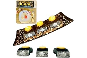 ESTHELAR SELECT Portavelas Jardín Zen de Madera – Regalo para el Hogar – Centro de Mesa Decorativo para Salón, Comedor – Soporte Moderno Velas Pequeñas de Té Yoga Meditación Rituales Espirituales