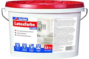 Baufan Latexfarbe classic 2,5 Liter | Nassabriebbeständig | weiß | für matte Innenanstriche | lösemittelfrei