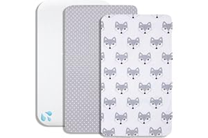 Lovely Hippo Draps Housses Cododo 90x55cm + 1 Alèse Protège Matelas imperméable Compatible Neste Up Kinderkraft, Fabriqué en Europe (Renardeau Gris)