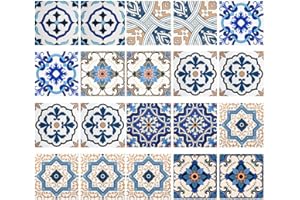 Irich 20 Pz 20x20 cm Adesivi per Piastrelle, Impermeabile PVC Autoadesivo Decorazione, Adesivi Pavimento per Bagno Cucina Parete Fai da Te