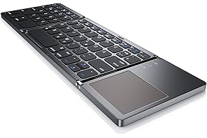 ‎CSL-COMPUTER CSL - Bluetooth Tastatur klappbar mit Touchpad für PC Smartphone oder Tablet - faltbares Keyboard im Super Slim Design - Multitouch-Gestensteuerung Windows 8 8.1 10 11 - QWERTZ deutsches Layout