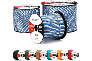 Brotree 3mm Paracord 425 100% Nylon 30M Rope 3 Strands Type II Parachute Cord for Outdoor, Craft, DIY - 192kg Breaking Load (Blue Snake)