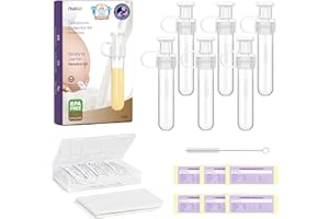 Nuliie Colostrum Collector Kit 7 ml/6 unidades, a prueba de fugas, reutilizable, colector de leche materna, sin BPA, con paño de algodón, recipiente de almacenamiento, cepillo de limpieza, listo para