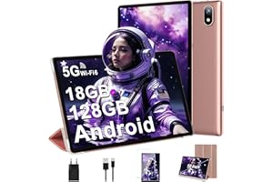 DMOAO Tablet 10 Pulgadas Android 14 con 5G Wi-Fi 6, HD Tablet con 18GB RAM + 128GB ROM (TF 1TB), Widevine L1, 8 Cores 2.0 GHz, Bluetooth 5.0, 1280 * 800 IPS, USB-C, 6000 mAh, Oro Rosa