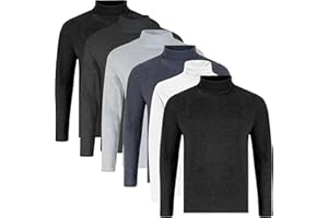 WJL WHISPERING JONES LONDON Mens 6 Pack Shirts Plain Roll Neck Basic T Shirt Top Multi Pack Set
