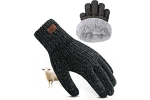 FORVEVO Handschuhe Herren,Wolle Winterhandschuhe Damen mit Fleece Futter, Touchscreen Thermohandschuhe,Warme Strickhandschuhe für Kaltes Wetter