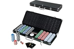 WICKED GIZMOS WG WICKED GIZMOS Professional 500 Piece Poker Set with Cushioned Aluminium Carry Case Holder - Complete with 2 Card Decks, 5 Red Dice and 11.5g Official Casino Grade Chips (Black)