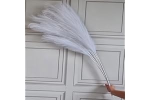 HOMESTREET Single Faux Pampas Grass Stem, Tall 115cm Long Fluffy Artificial Colourful Pampas Grass Dried Flower Style Decor (White)