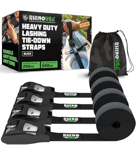 Strapinno Retractable Ratchet Straps - 1 In X 12 Ft Heavy Duty Tie Downs, 1800lbs Breaking Strength Each, S Hooks With Safety Clip, AutoRetract, For Moving, Motorcycle, Boat, Kayak, And Cargo (2