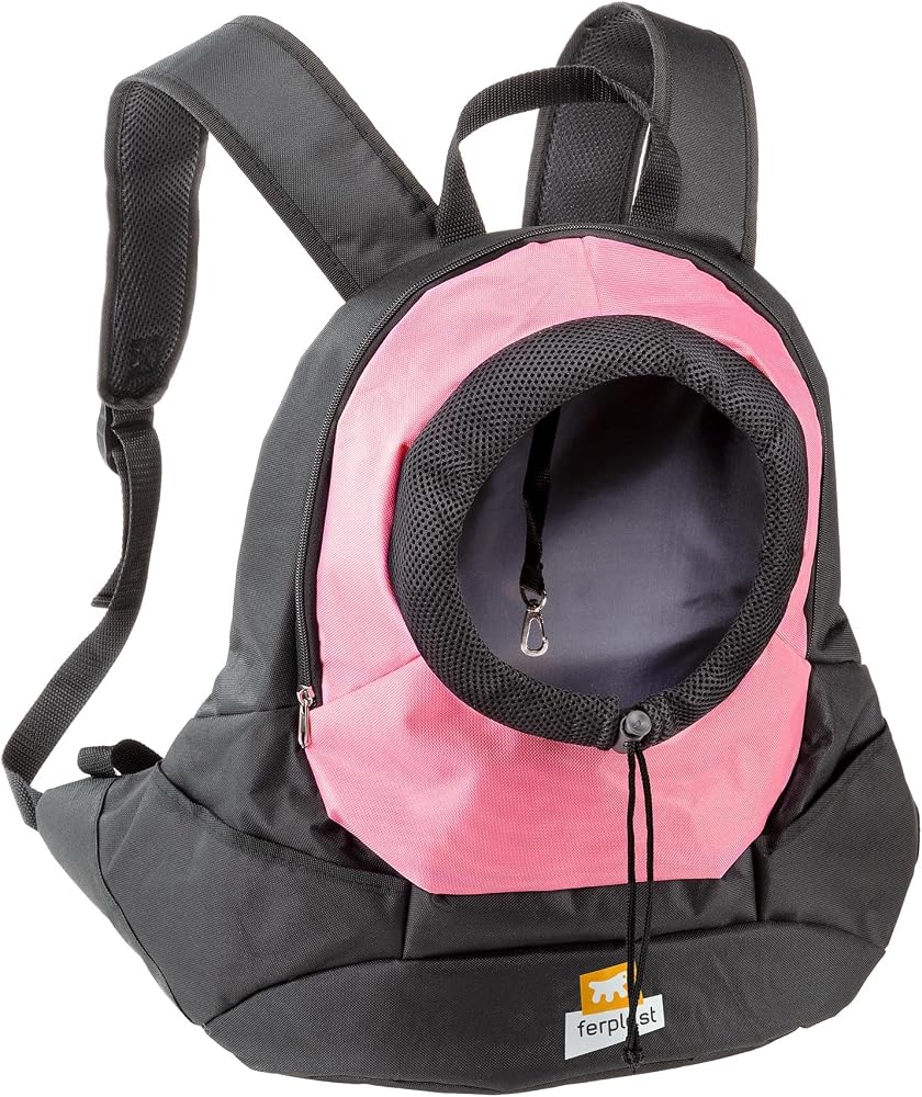 Ferplast Kangoo köpek sırt çantası, kedi sırt çantası, köpek çantası, geniş açıklık, emniyet kemeri, ayarlanabilir kayışlar, maks. 8 kg, 41,5 x 20 x 43 cm, pembe