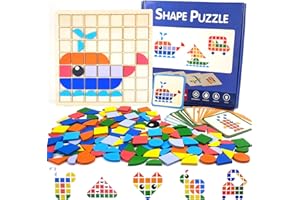 Guopai 140 Pezzi Tangram in Legno per Bambini, Puzzle a Mosaico Creativo con 20 Carte Modello, Giochi Montessori Educativi, Giocattolo Logico Regalo per Ragazzi e Ragazze dai 3 Anni
