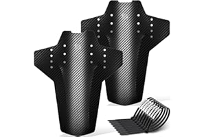 FETESNICE 2 Pezzi MTB Mudguard- Mountain Bike Protection Board da 29 Pollici in Fibra di Carbonio Testurizzata Anteriore e Posteriore con 10 attacchi Via Cavo.
