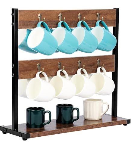 Porte-gobelets Rotatif En Bois Pour 7 Bouteilles - Organisateur Tasses Stanley Et Grandes Bouteilles