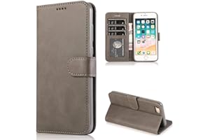 CTIUYA Cover per iPhone SE 2022 / iPhone SE 2020 / iPhone 8 / iPhone 7 Custodia Cover in Pelle Portafoglio a Libro Flip Case Cover con Porta Carte Magnetica Protettiva Completa Cover Custodia,Grigio