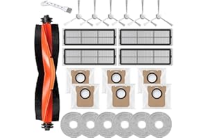 UPUPDAY Kit de Accesorios Recambios para Xiaomi X10+ /X20+, Recambios para Dreame L10s Ultra /L10 Ultra /L10 Prime, 1 Cepillo Principale, 4 Filtros, 6 Bolsas de Polvo, 6 Mopas, 6 Cepillo Laterale