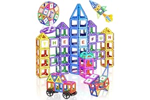 Theefun 136 Teile Magnetische Bausteine, Magnetbausteine Magnetspiel Magnete Kinder 3D STEM Montessori Lernspielzeug für Jungen & Mädchen 3–8 Jahre Weihnachtsgeschenke & Geburtstagsgeschenk