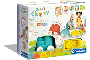 Clementoni Soft Clemmy Sensorischer Zug - Mit weichen Bausteinen & Lokomotive für Babys & Kleinkinder ab 6 Monaten - Sensorik Spielzeug mit Bauklötzen 17424