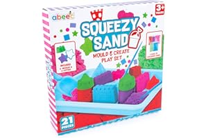 abeec Play Sand for Indoor and Outdoor Play, Colourful Play Sand For Kids, Create Amazing Sand Art, 21pc Set with x 5 Colour Sand, Moulds, Spade and Cutters for Endless Creative Fun For Boys and Girls