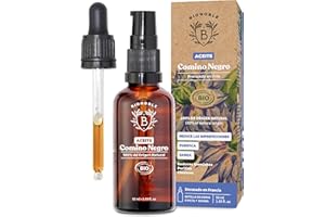 Bionoble Aceite de Comino Negro Orgánico 50ml - Botella de Vidrio + Pipeta + Bomba - 100% Puro y Prensado en Frío - Organic Black Seed Oil - Aceite Vegetal Nigella Sativa
