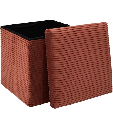 Pouf Cube Pliable En Velours Rose - 38x38x38 Cm, Coffre De Rangement, Housse Amovible, Charge Max 80 Kg