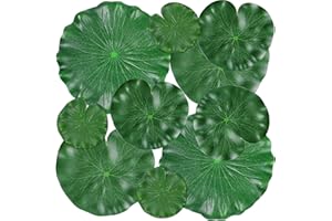 SYOZPXY 10 pieces realistic lily pads leaves for ponds, artificial floating foam lotus leaves, water lily pads, artificial foil pond decor for koi fish pool