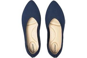 Veittes Women's Wide Width Flat Shoes - Comfort Ladies Soft Breathable Slip-On Knitted Ballet Flats.