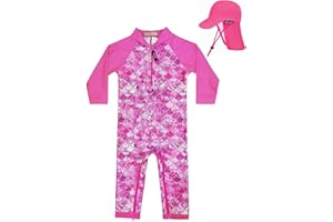 weVSwe Maillot de Bain bébé UPF 50+ Maillot de Bain Rash Guard à Manches Longues avec Fermeture éclair à l'entrejambe