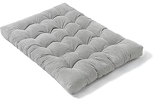 bananair - Futon Giapponese per 2 Persone, Comodo e Spesso, Imbottitura in Schiuma - Velluto a Coste Larghe Morbido ed Elegante - Con Cinghie, Materasso Pieghevole Pratico (140x190 cm, Grigio Chiaro)
