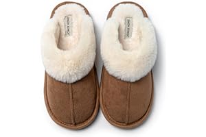 JOMIX Pantofole Donna Invernali Pelose Calde Effetto Camoscio con Fodera in Pelliccia Sintetica Ciabatte Casa Inverno Soletta Morbida Suola TPR Antiscivolo e Silenziosa