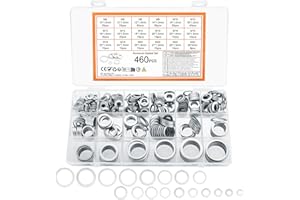 QIWUHAI 460 Stück Aluminium Dichtungsringe Set, Ölablassdichtungen Sortiment, Unterlegscheiben Set für Reparatur Sanitär Autos Hydraulik Dichtringe, M6 M8 M10 M12 M14 M16 M18 M20 M22 M24 Dichtungen Set