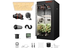‎SPIDER FARMER Spider Farmer SF1000D Growzelt Komplettset LED Grow Lampe Vollspektrum Samsung LM301B LEDs Growzelt Kit Komplettes 60x60x140cm Hydroponics 1680D Growing Tent Kit Belüftungssystem